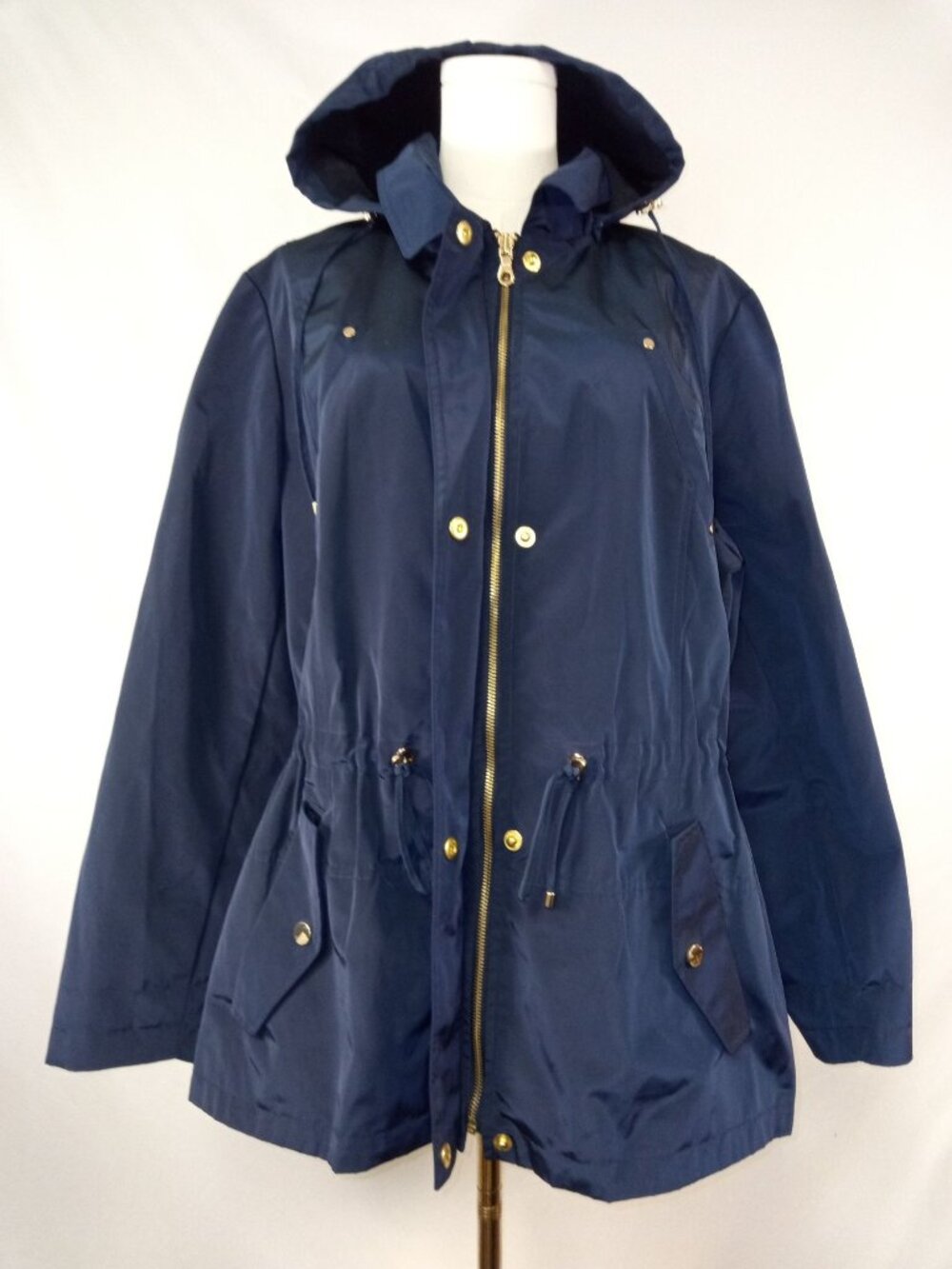 Charter Club Women's Navy Blue Water Resistant Hooded Anorak Jacket Sz. XL